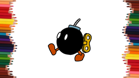 COMO DIBUJAR LA BOMBA DE MARIO BROS