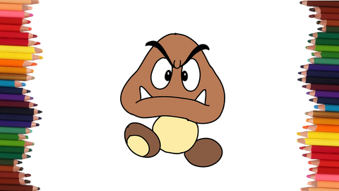 COMO DIBUJAR A GOOMBA DE MARIO BROS