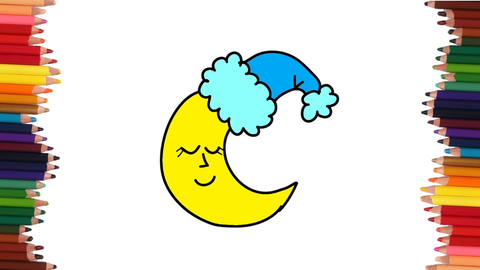 COMO DIBUJAR LA LUNA DURMIENDO