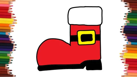 COMO DIBUJAR UNA BOTA DE PAPA NOEL