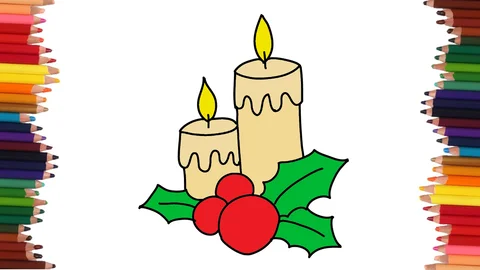 COMO DIBUJAR VELAS DE NAVIDAD